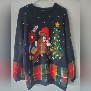 Rafella Vintage Handknitted Christmas Bear Sweater Size Medium